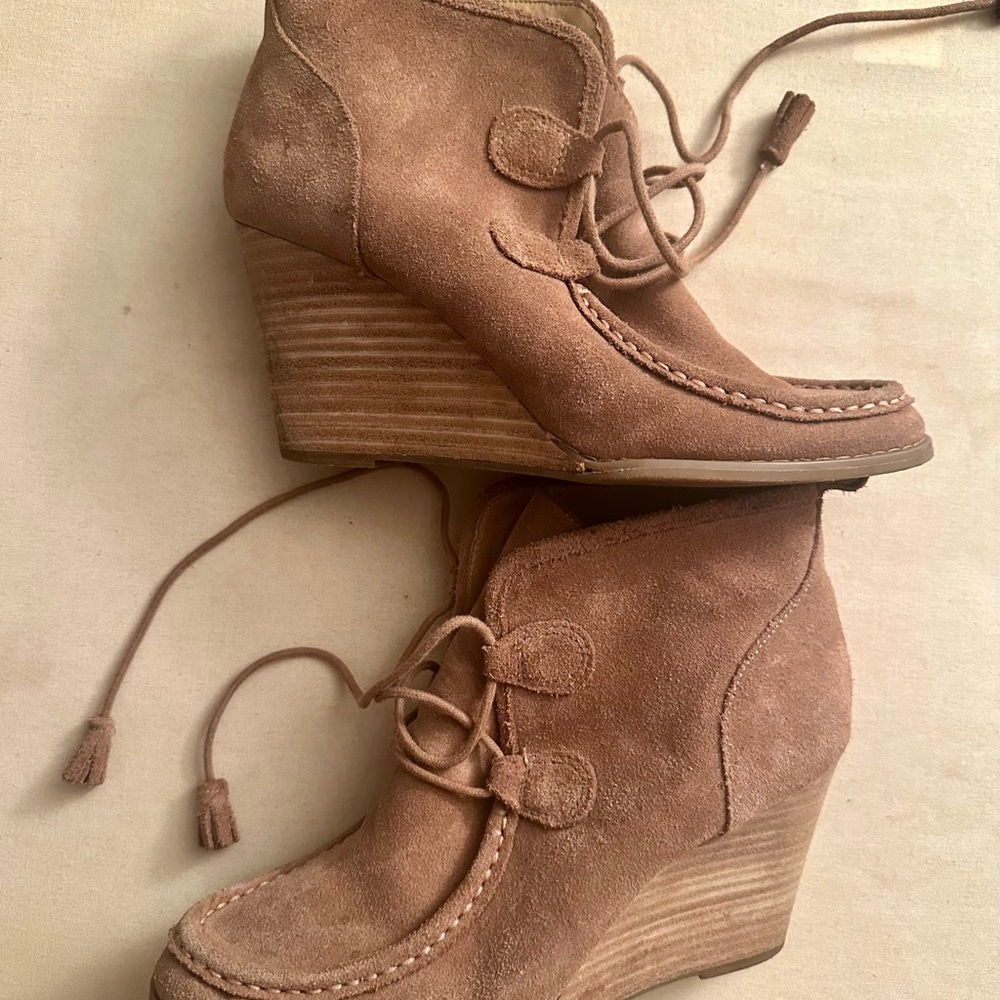 Suede Wedge Ankle Boots